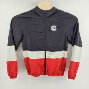 Cummins Logo Windbreaker Small Jacket Hooded Colorblock Red‎ White Black